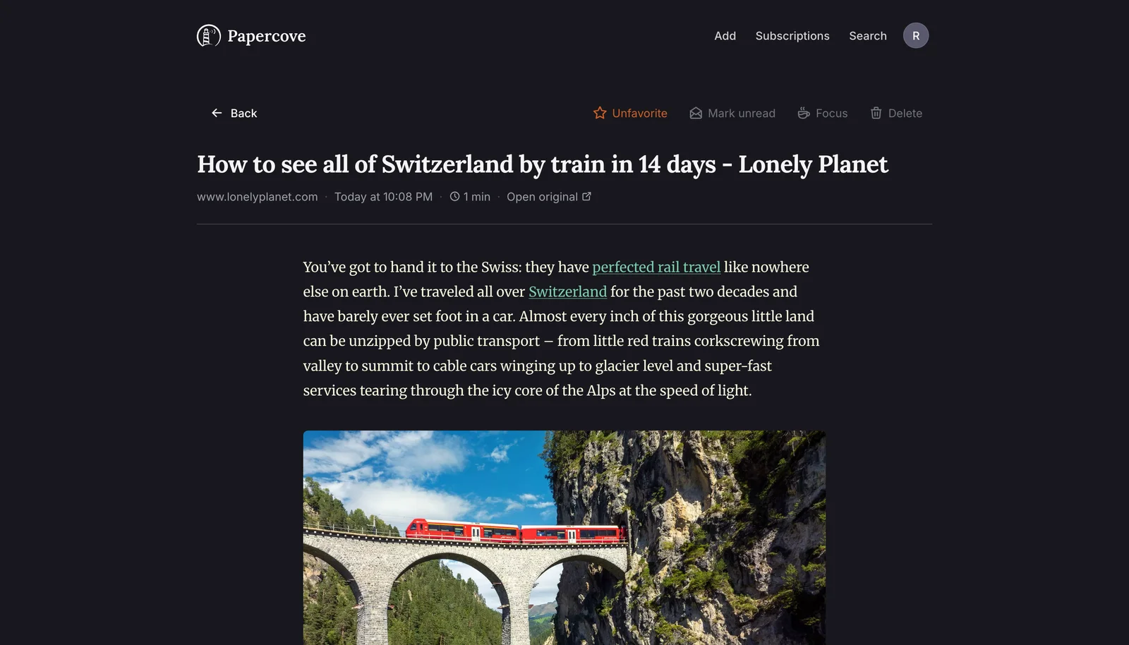 Papercove zen reader: a clean, distraction-free article view